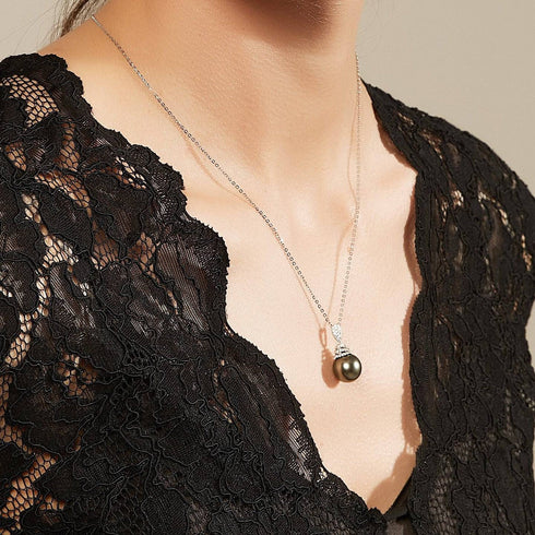 Tahitian Pearl & Grace Cubic Zirconia Pendant Necklace